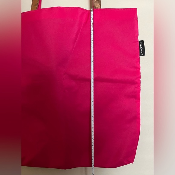 Lancôme Bright Pink Tote, Colorful Macaroon Lining, Handles, Reusable - Picture 7 of 10